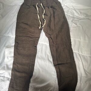 Enza Costa Brown Joggers with Drawstring Waistband